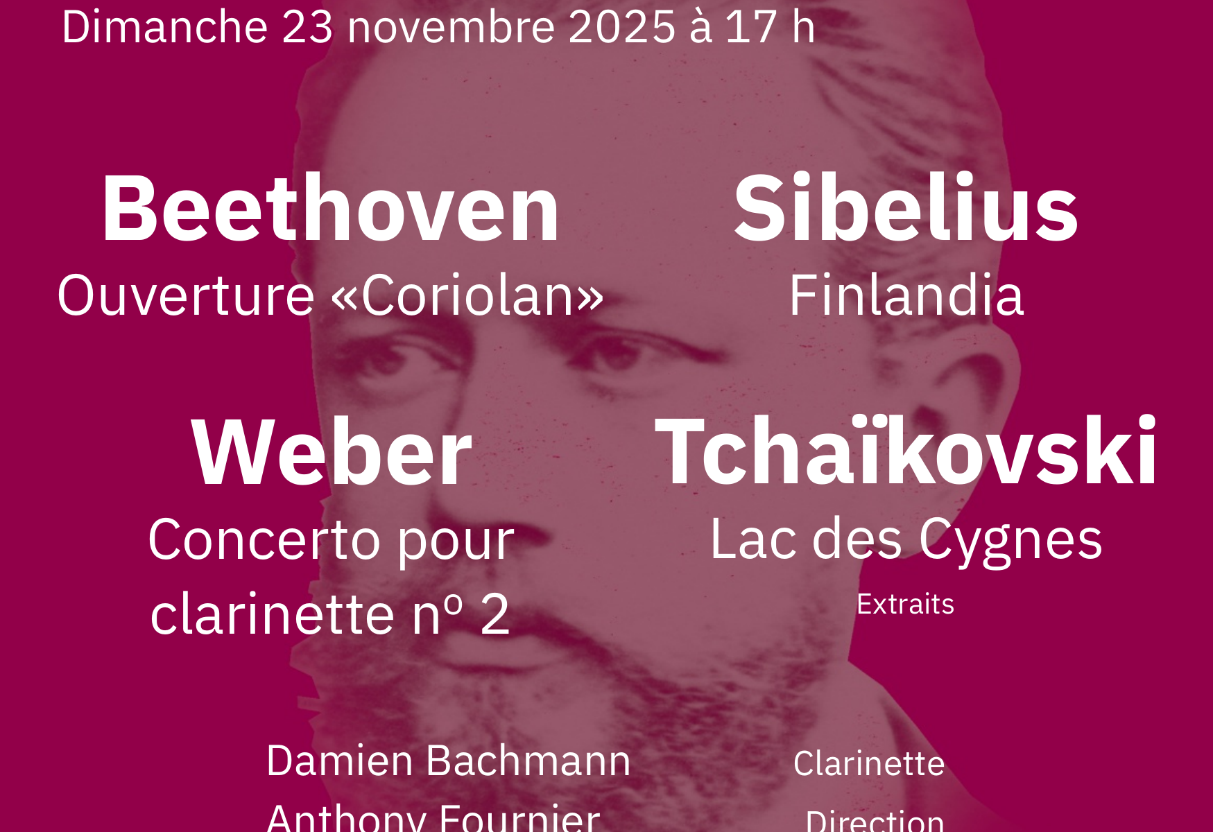 Affiche OSG Beethoven, Sibelius, Weber, Tchaïkovsky