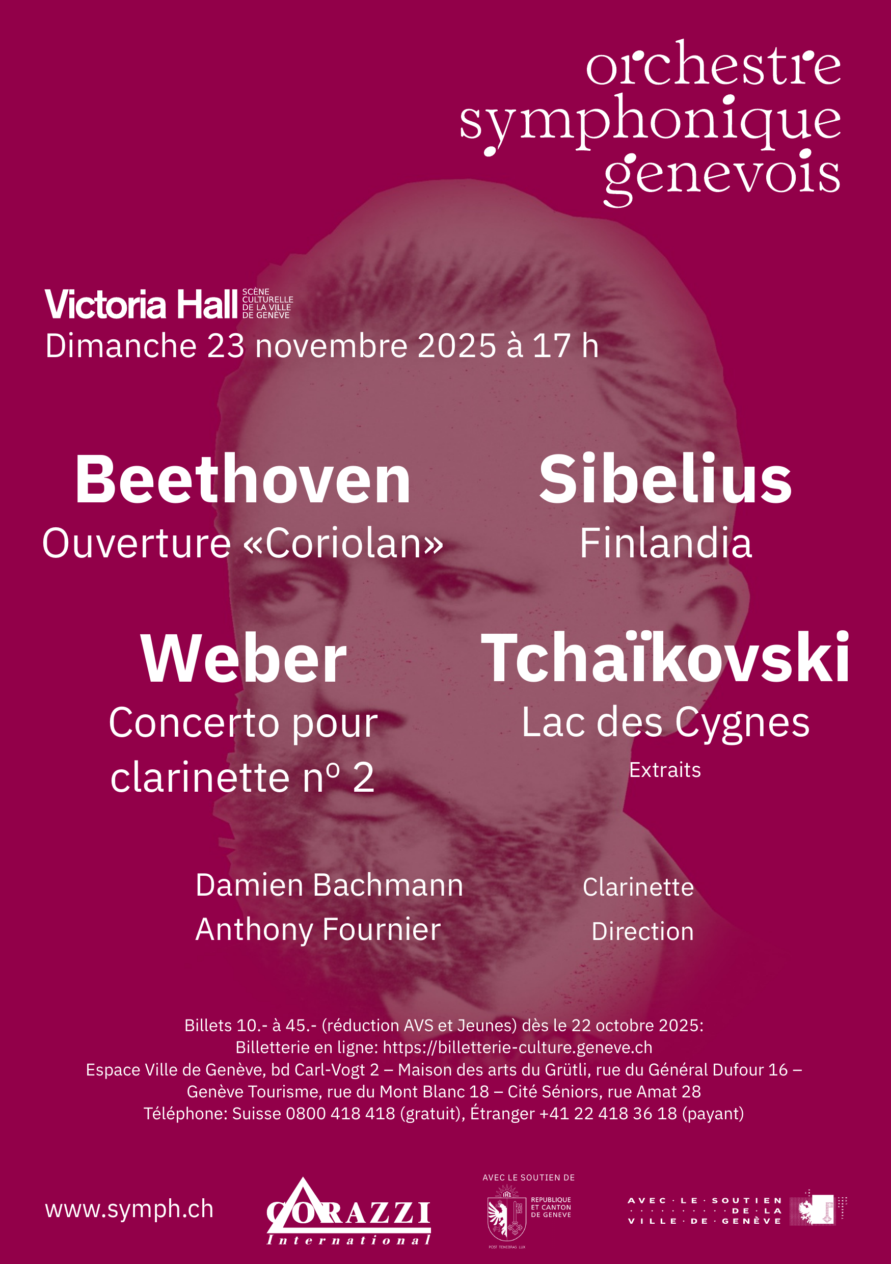 Affiche OSG Beethoven, Sibelius, Weber, Tchaïkovsky